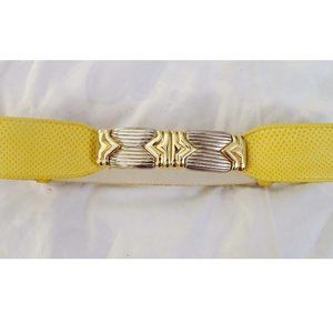 Judith Leiber yellow snake skin belt